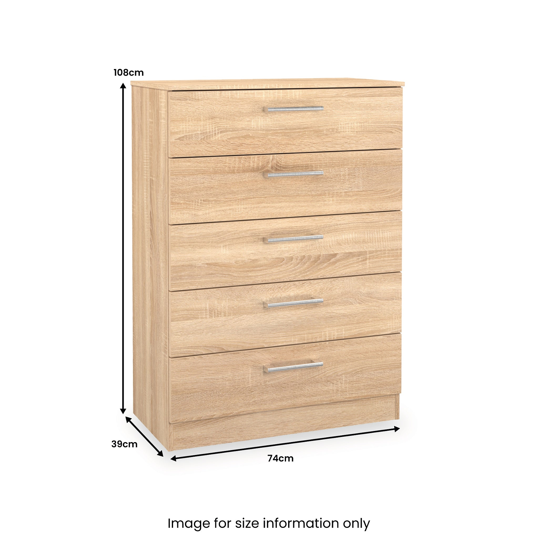 Hadley 5 Drawer Chest Oak from Roseland Furniture