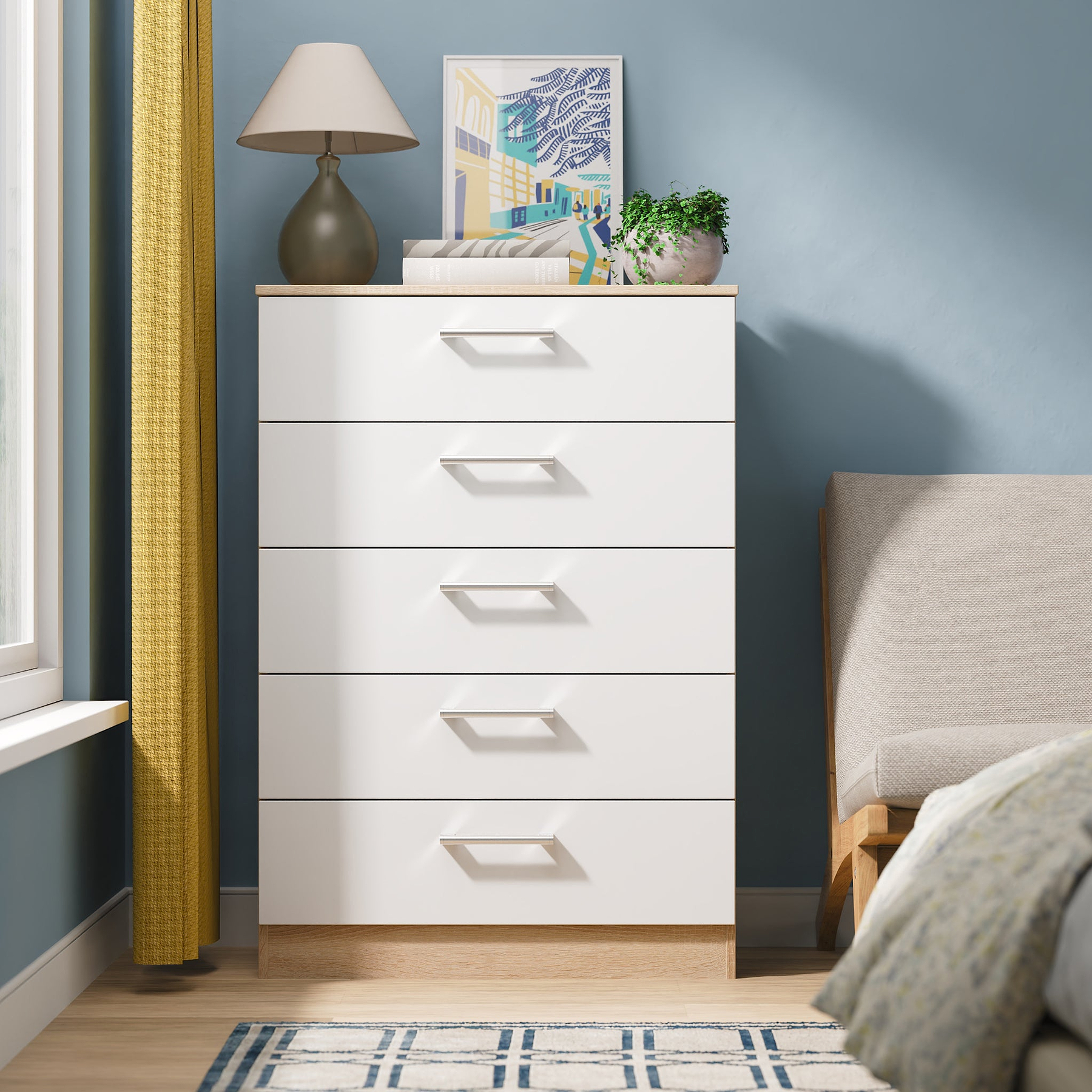 Hadley 5 Drawer Chest White Oak from Roseland Furniture