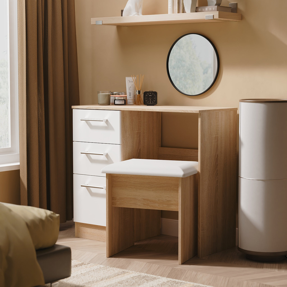 Hadley 3 Drawer Dressing Table White Oak from Roseland Furniture