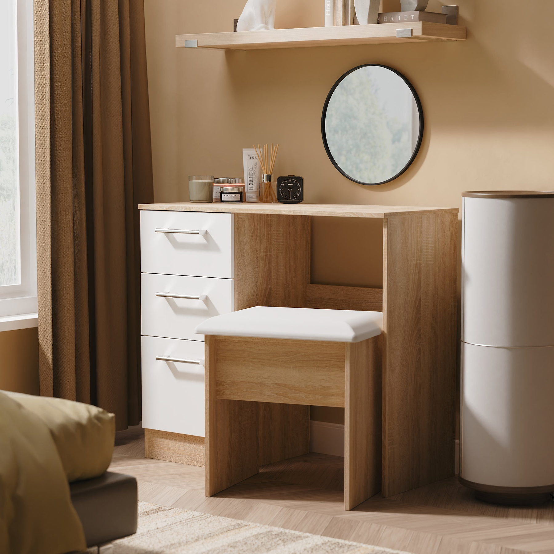 Hadley 3 Drawer Dressing Table White Oak from Roseland Furniture