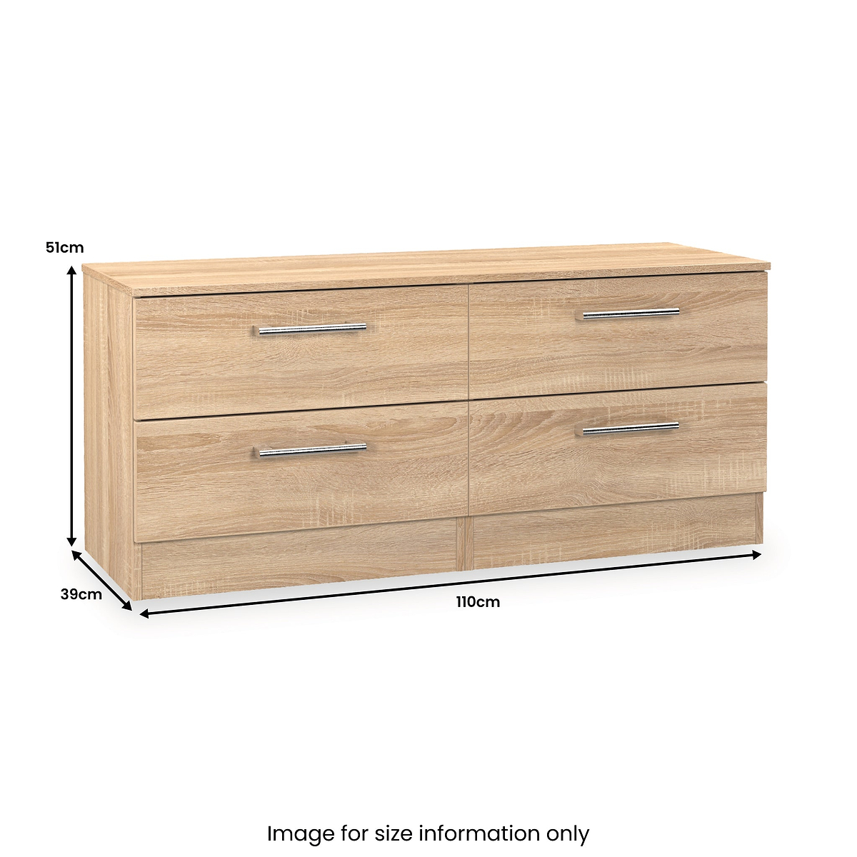 Hadley 4 Drawer Low Storage Unit Oak from Roseland Furniture