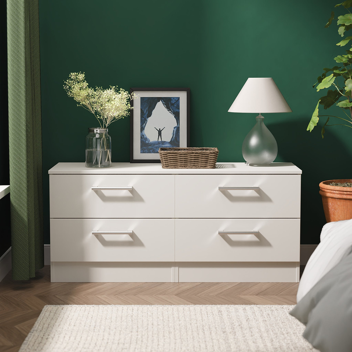 Hadley 4 Drawer Low Storage Unit Grey from Roseland Furniture