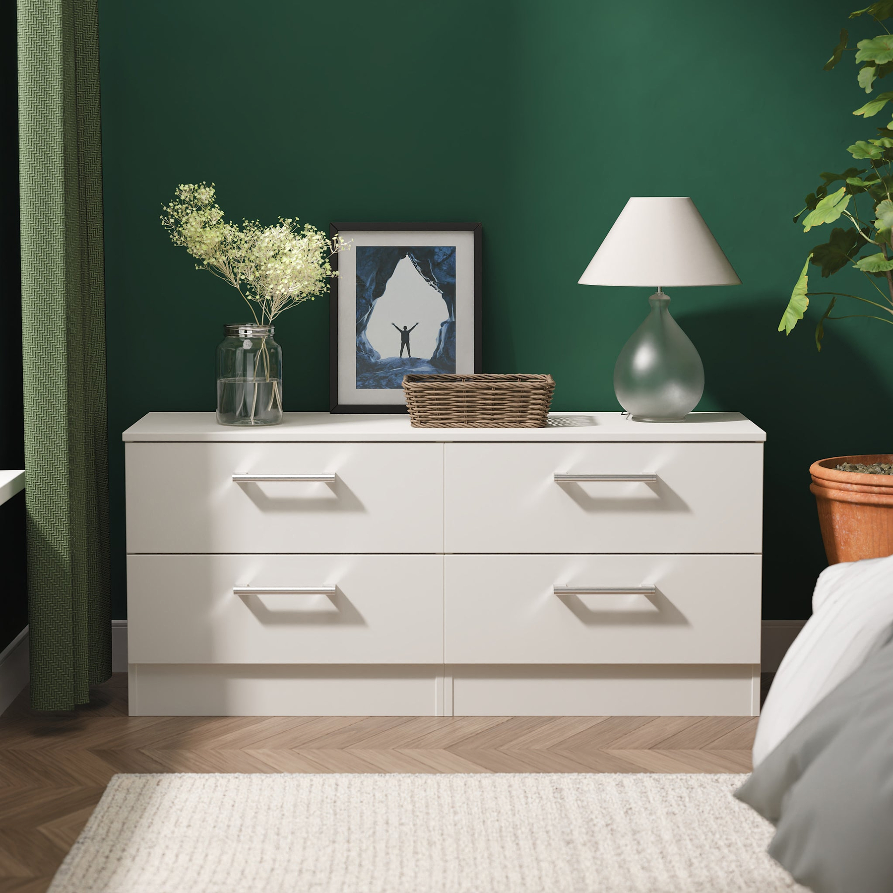 Hadley 4 Drawer Low Storage Unit Grey from Roseland Furniture