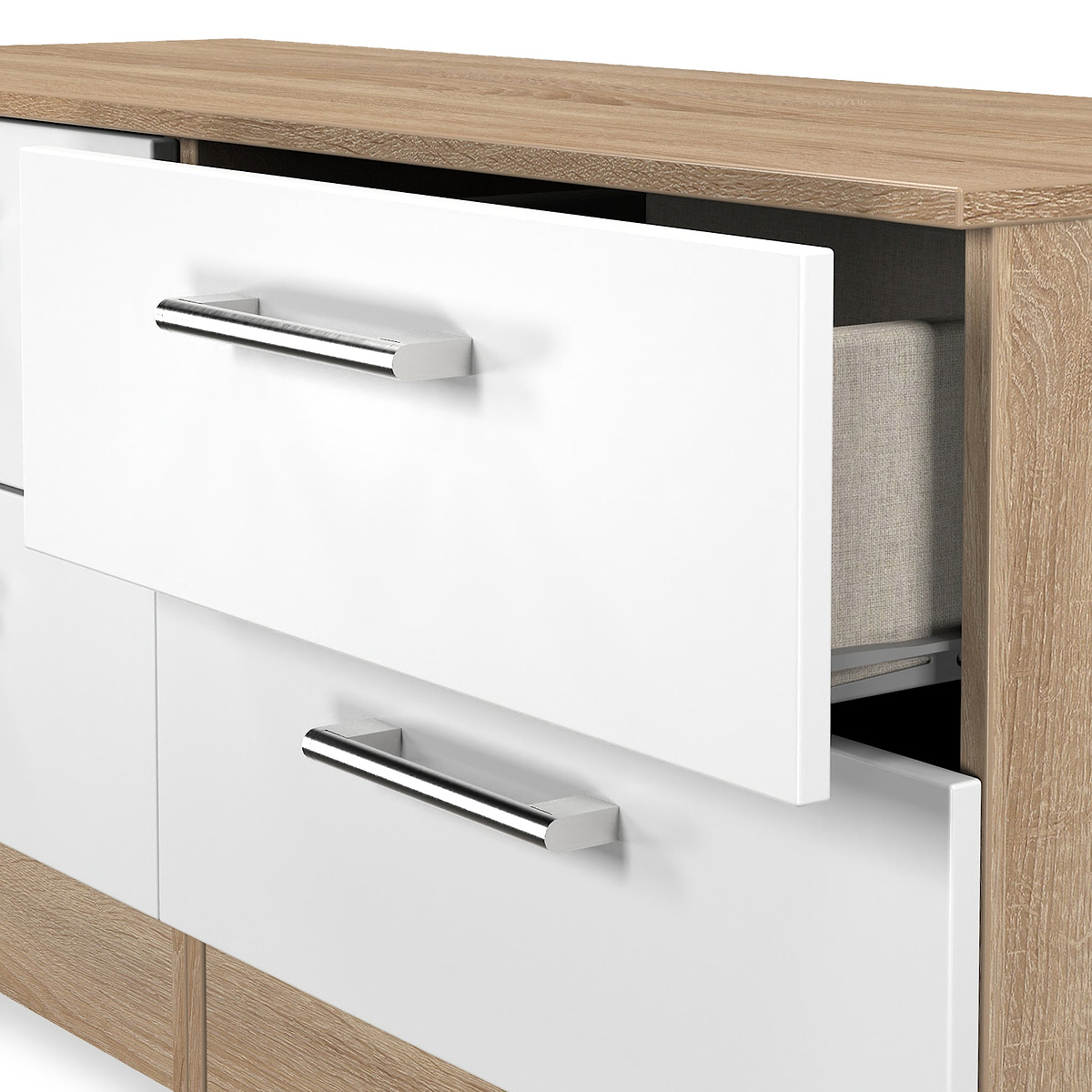 Hadley 4 Drawer Low Storage Unit White Oak from Roseland Furniture