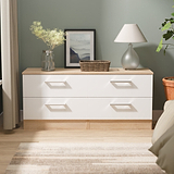 Hadley 4 Drawer Low Storage Unit White Oak from Roseland Furniture
