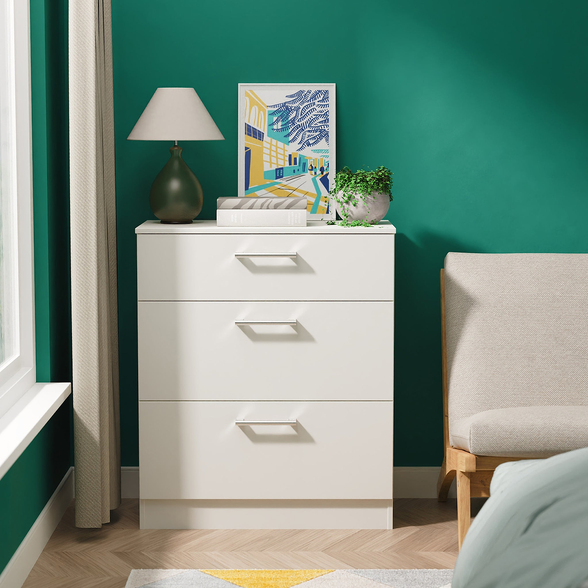 Hadley 3 Drawer Deep Chest Grey from Roseland Furniture