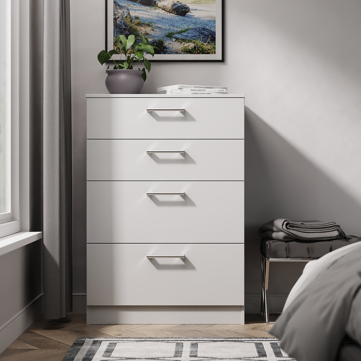 Hadley 4 Drawer Deep Chest Grey from Roseland Furniture