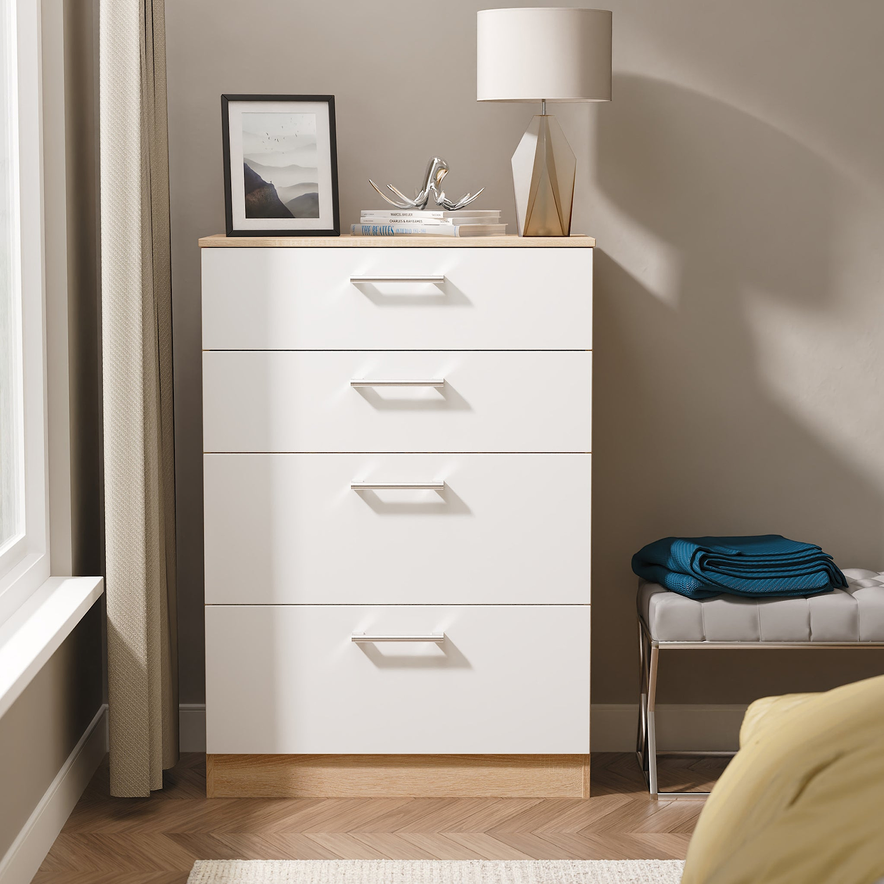 Hadley 4 Drawer Deep Chest White Oak from Roseland Furniture