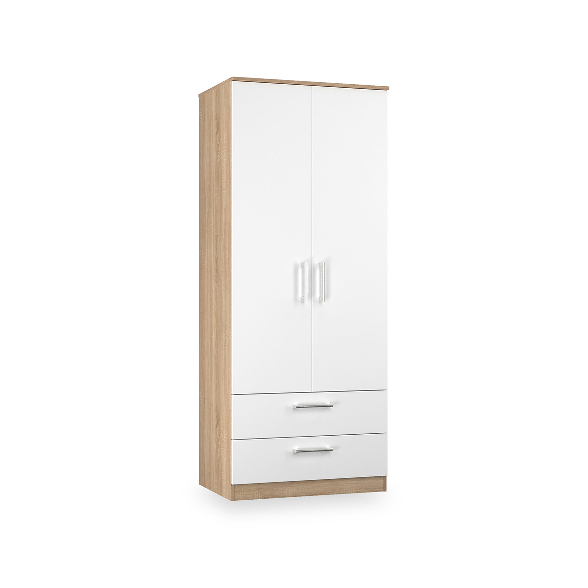 Hadley Double Wardrobe 2 Drawers White Oak from Roseland Furniture