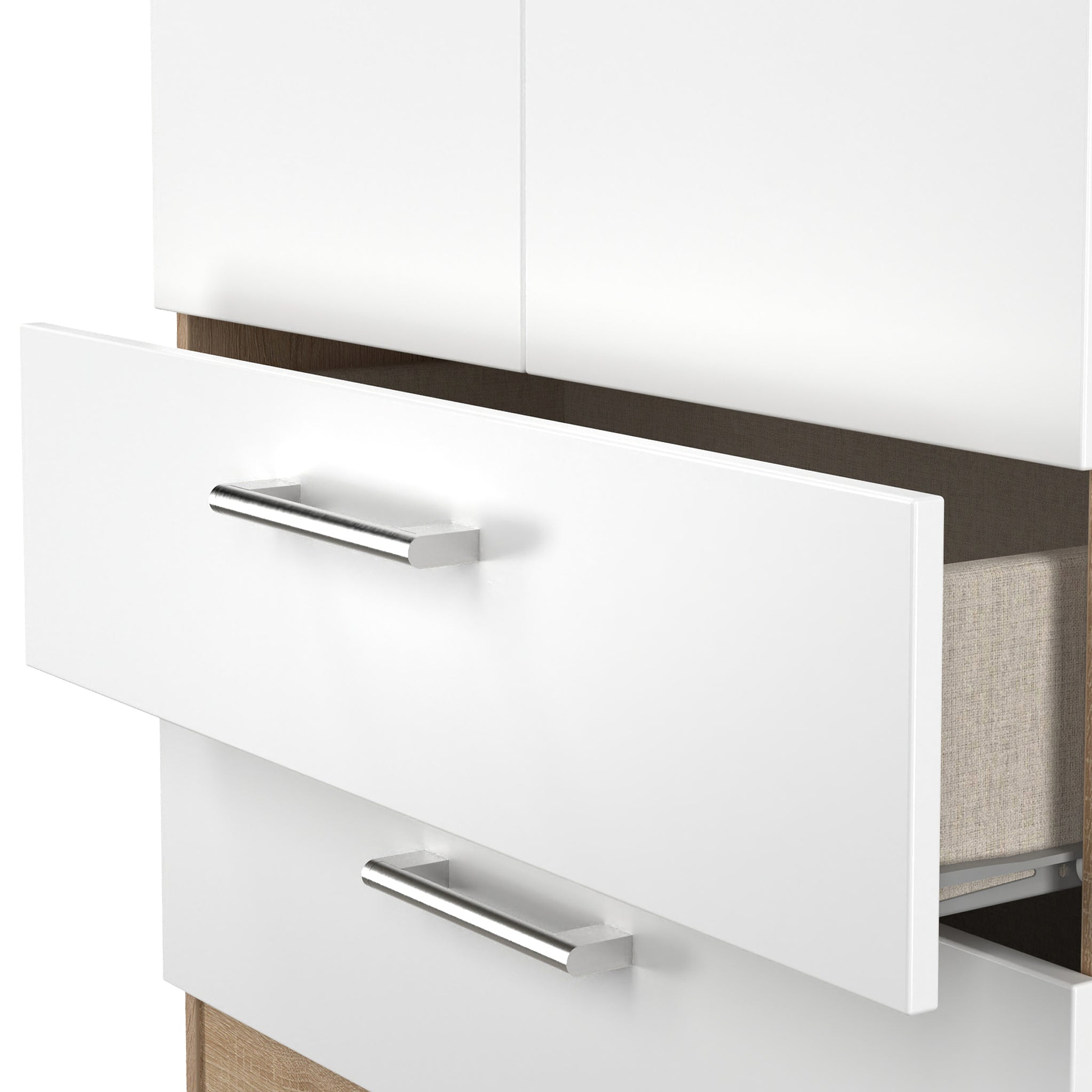 Hadley Double Wardrobe 2 Drawers White Oak from Roseland Furniture
