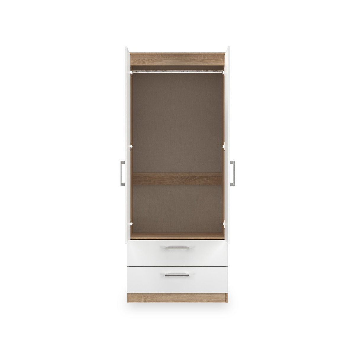 Hadley Double Wardrobe 2 Drawers White Oak from Roseland Furniture