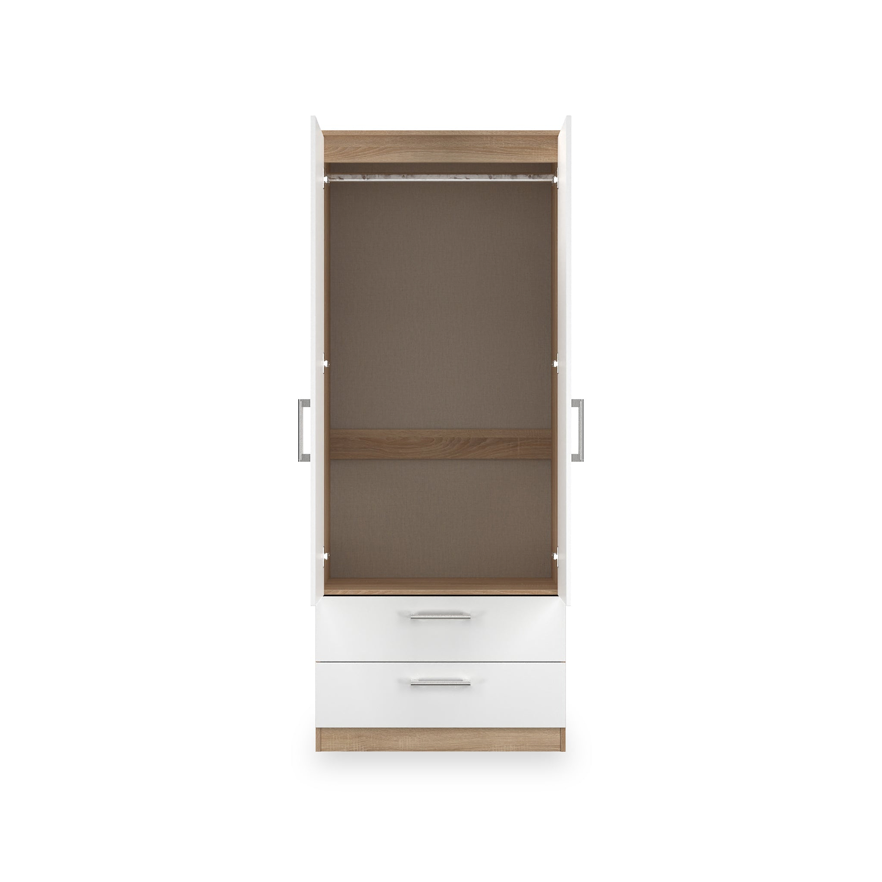 Hadley Double Wardrobe 2 Drawers White Oak from Roseland Furniture