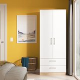 Hadley Double Wardrobe 2 Drawers White Oak from Roseland Furniture