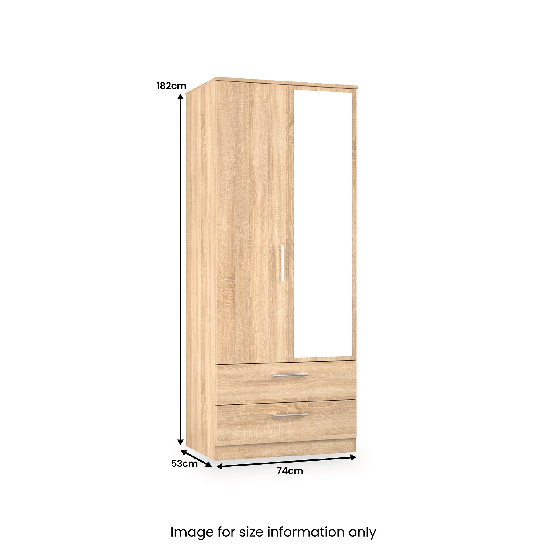 Hadley Double Mirrored Wardrobe and Drawers Oak from Roseland Furniture