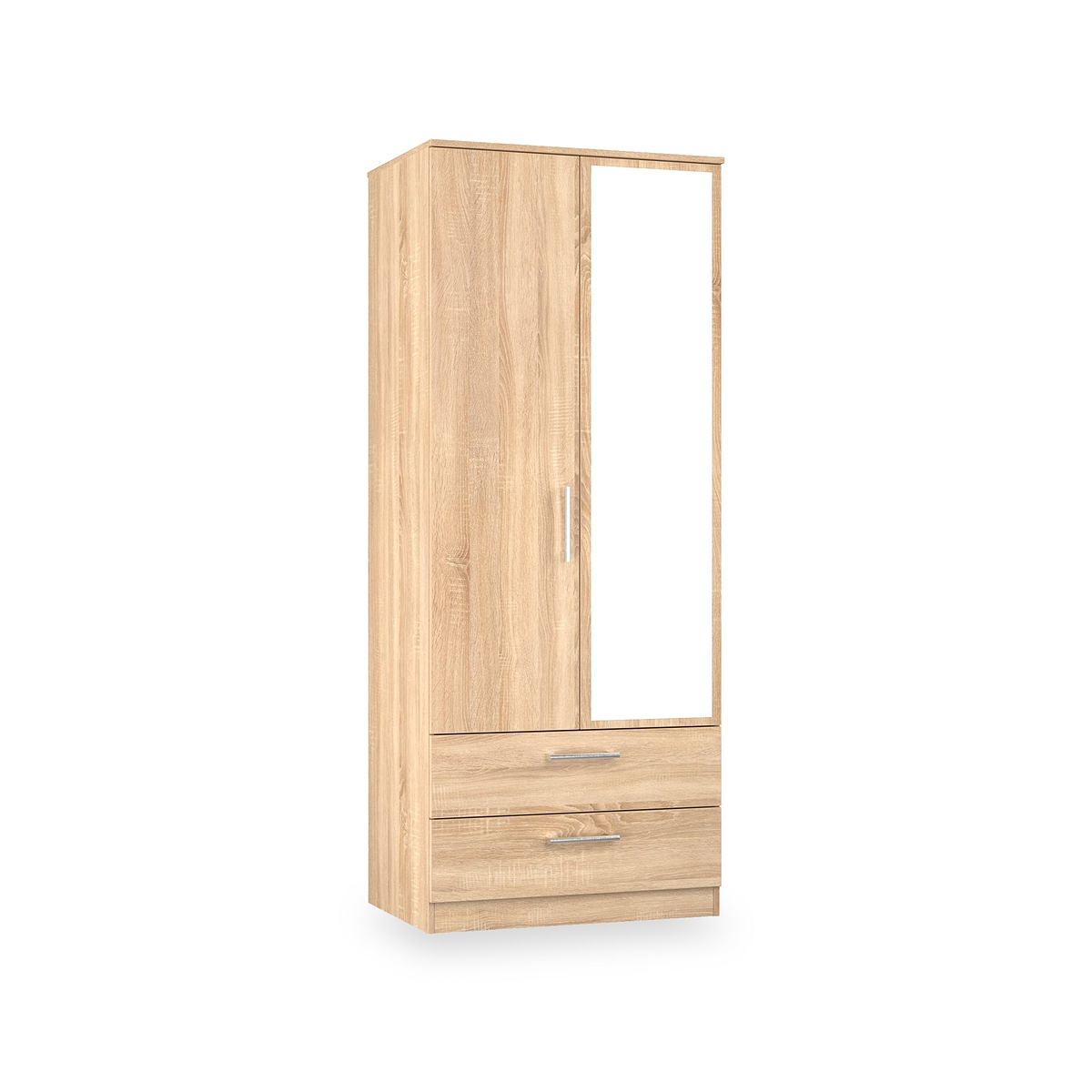 Hadley Double Mirrored Wardrobe and Drawers Oak from Roseland Furniture