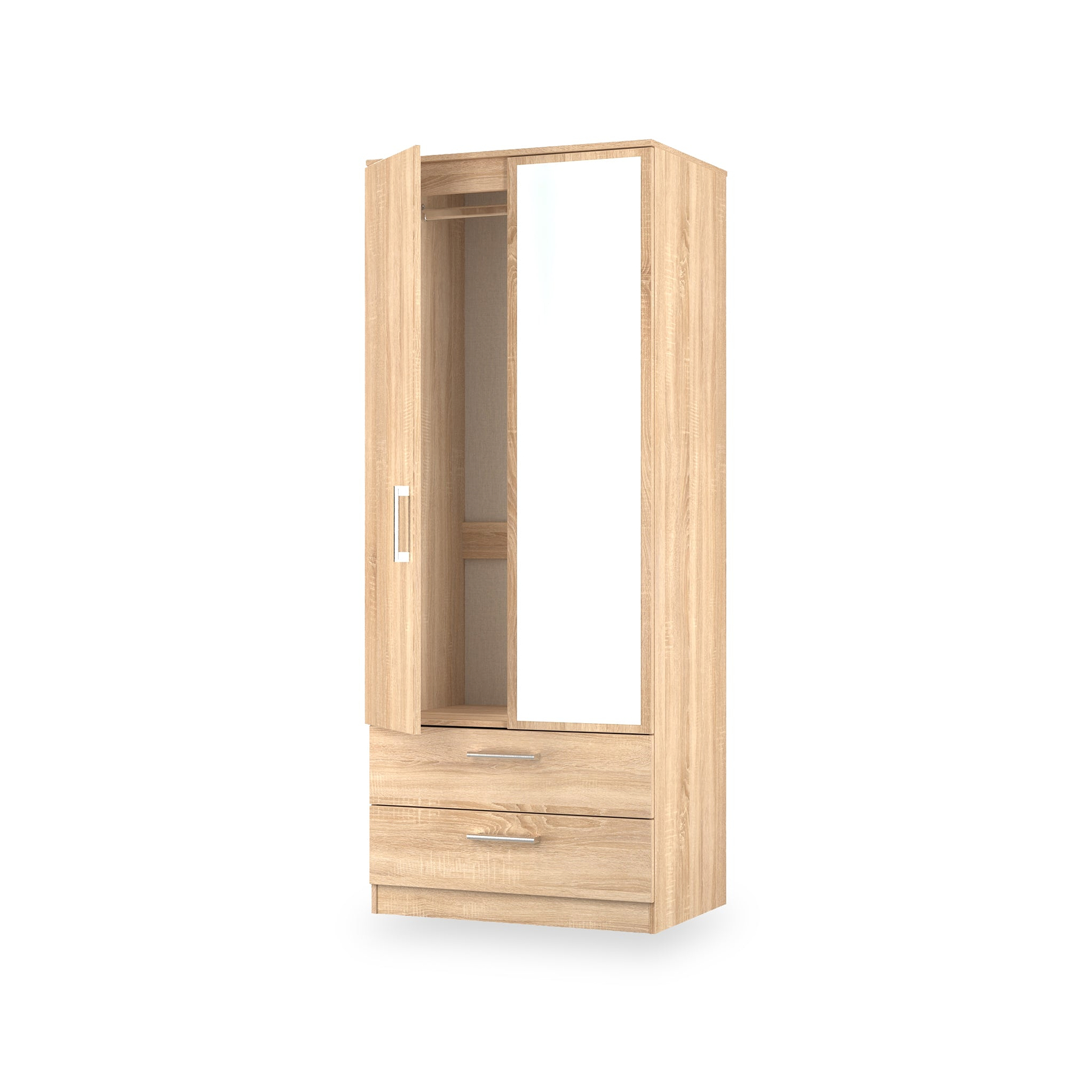Hadley Double Mirrored Wardrobe and Drawers Oak from Roseland Furniture