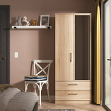 Hadley Double Mirrored Wardrobe and Drawers Oak from Roseland Furniture