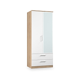 Hadley Double Mirrored Wardrobe and Drawers White Oak from Roseland Furniture