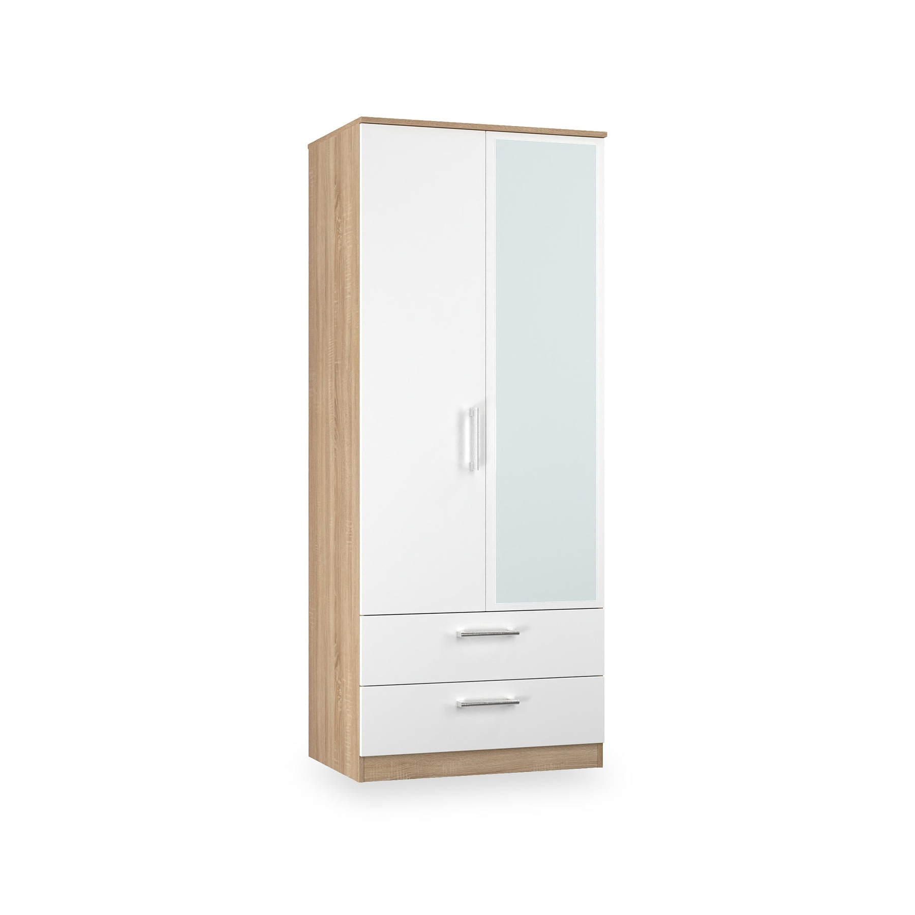 Hadley Double Mirrored Wardrobe and Drawers White Oak from Roseland Furniture