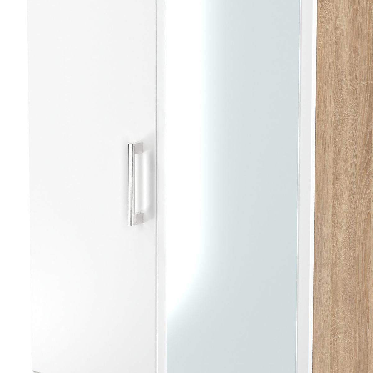 Hadley Double Mirrored Wardrobe and Drawers White Oak from Roseland Furniture