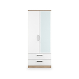 Hadley Double Mirrored Wardrobe and Drawers White Oak from Roseland Furniture