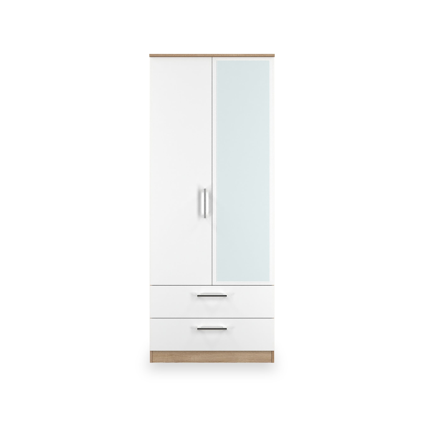 Hadley Double Mirrored Wardrobe and Drawers White Oak from Roseland Furniture