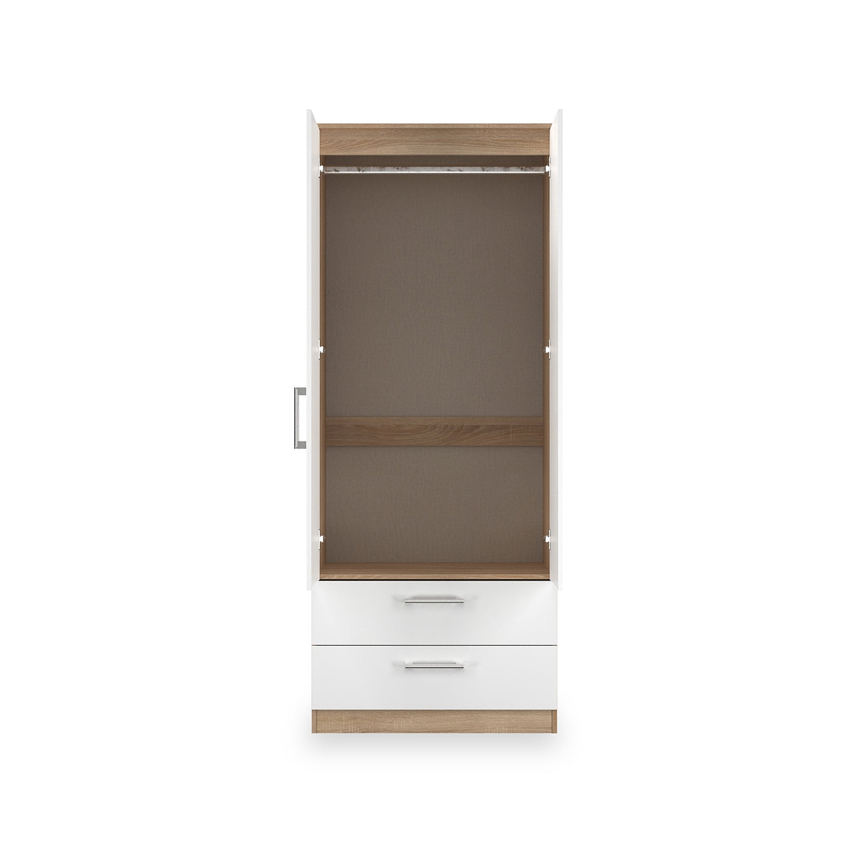 Hadley Double Mirrored Wardrobe and Drawers White Oak from Roseland Furniture