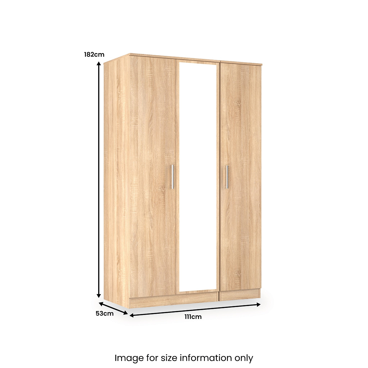 Hadley Triple Mirrored Wardrobe Oak from Roseland Furniture