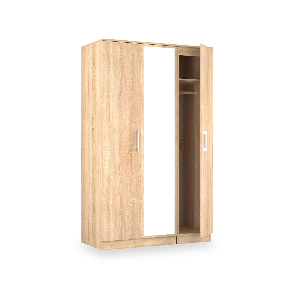 Hadley Triple Mirrored Wardrobe Oak from Roseland Furniture