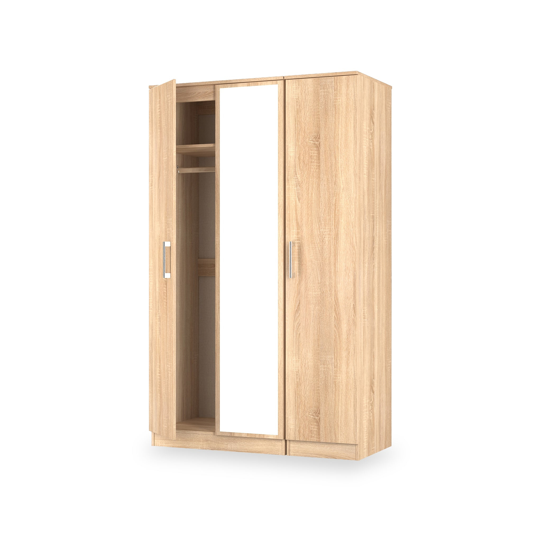 Hadley Triple Mirrored Wardrobe Oak from Roseland Furniture