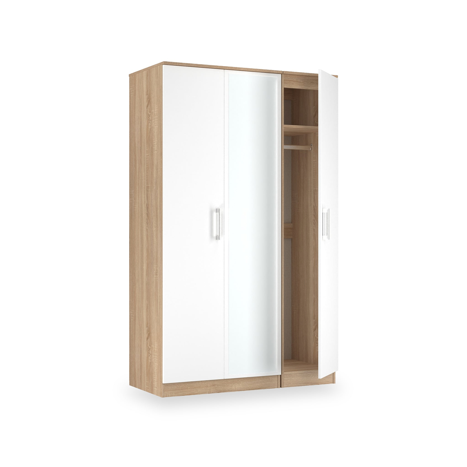 Hadley Triple Mirrored Wardrobe White Oak from Roseland Furniture