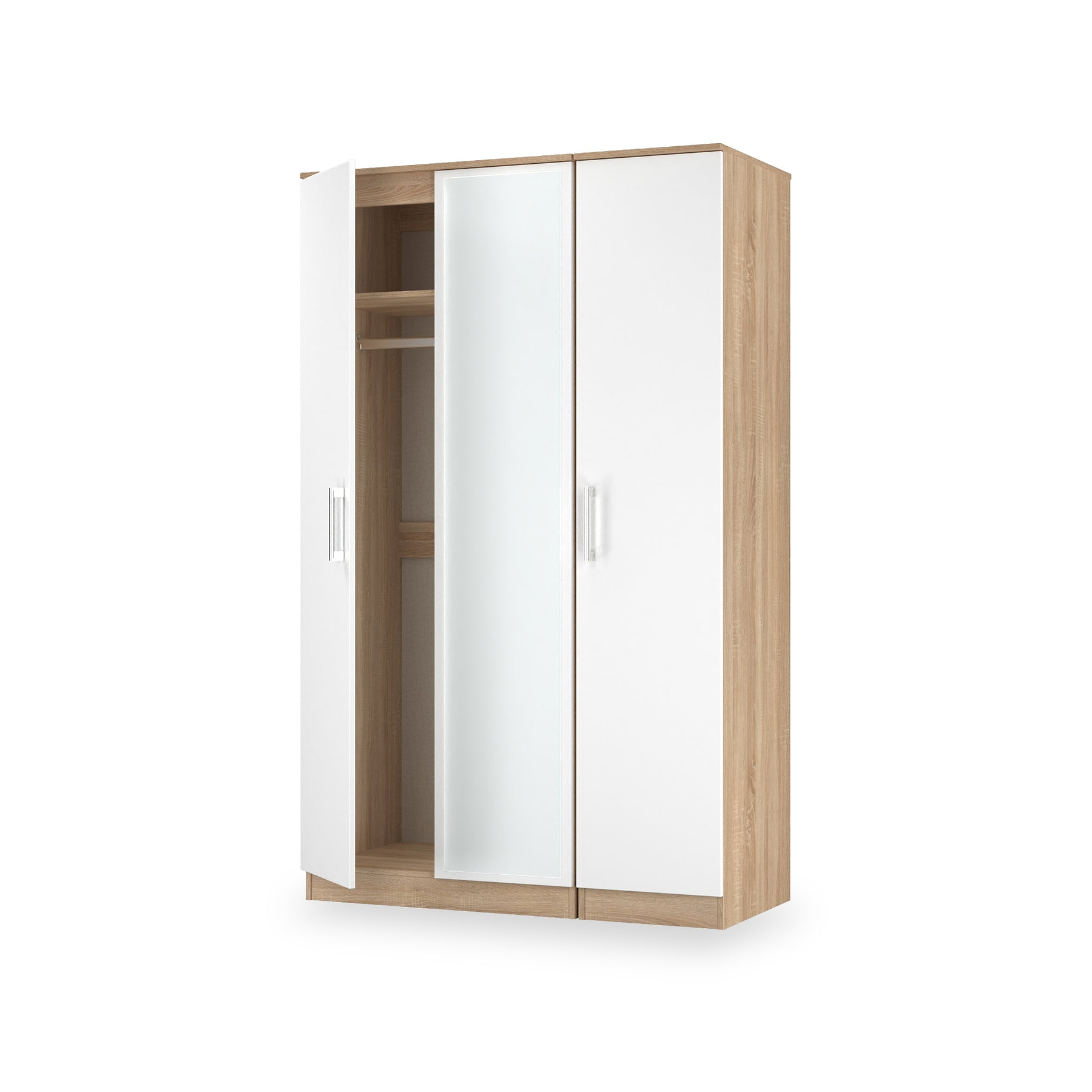 Hadley Triple Mirrored Wardrobe White Oak from Roseland Furniture