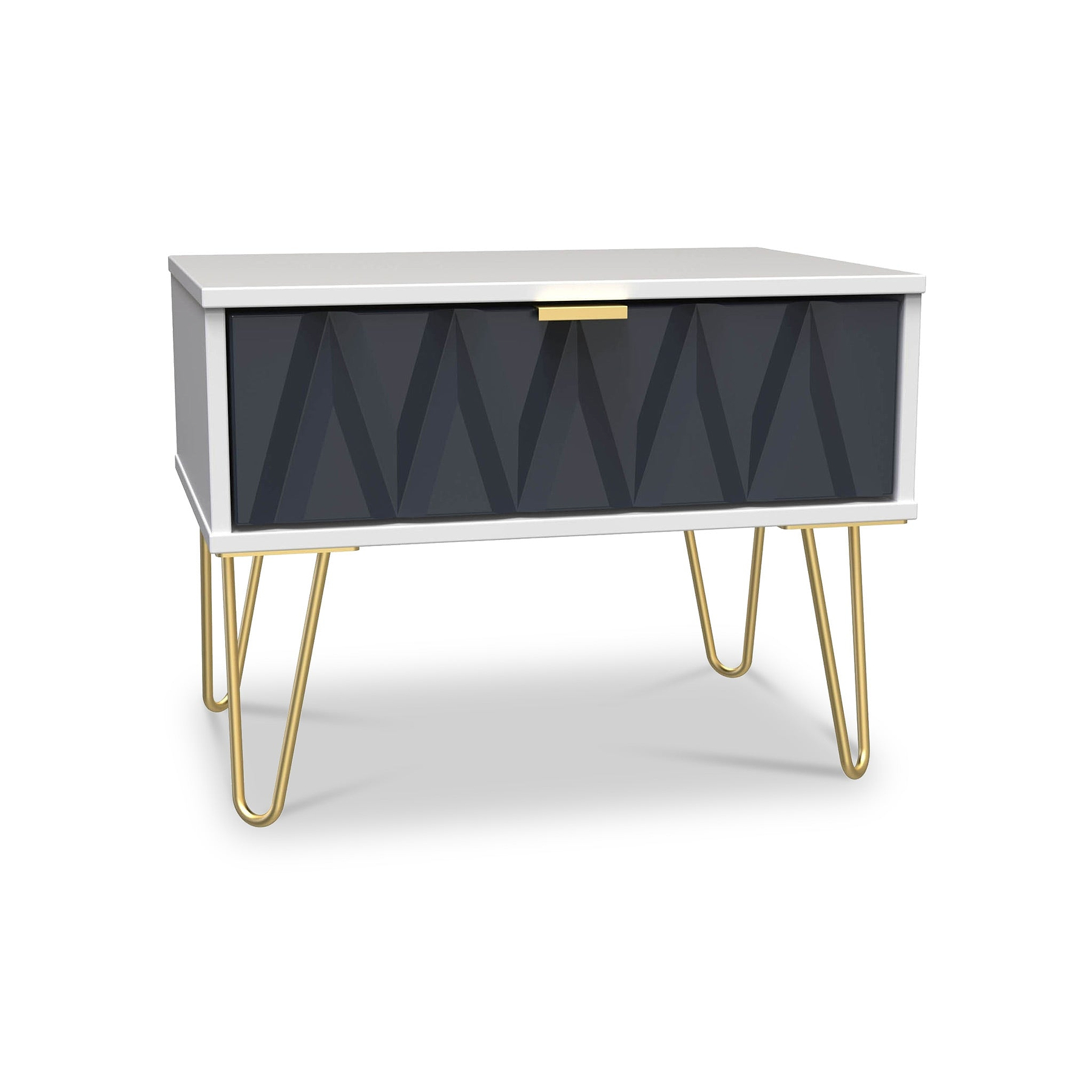 Geo 1 Drawer Side Table in Navy by Roseland Furniture