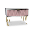 Geo 1 Drawer Side Table in Pink by Roseland Furniture