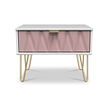 Geo 1 Drawer Side Table in Pink by Roseland Furniture