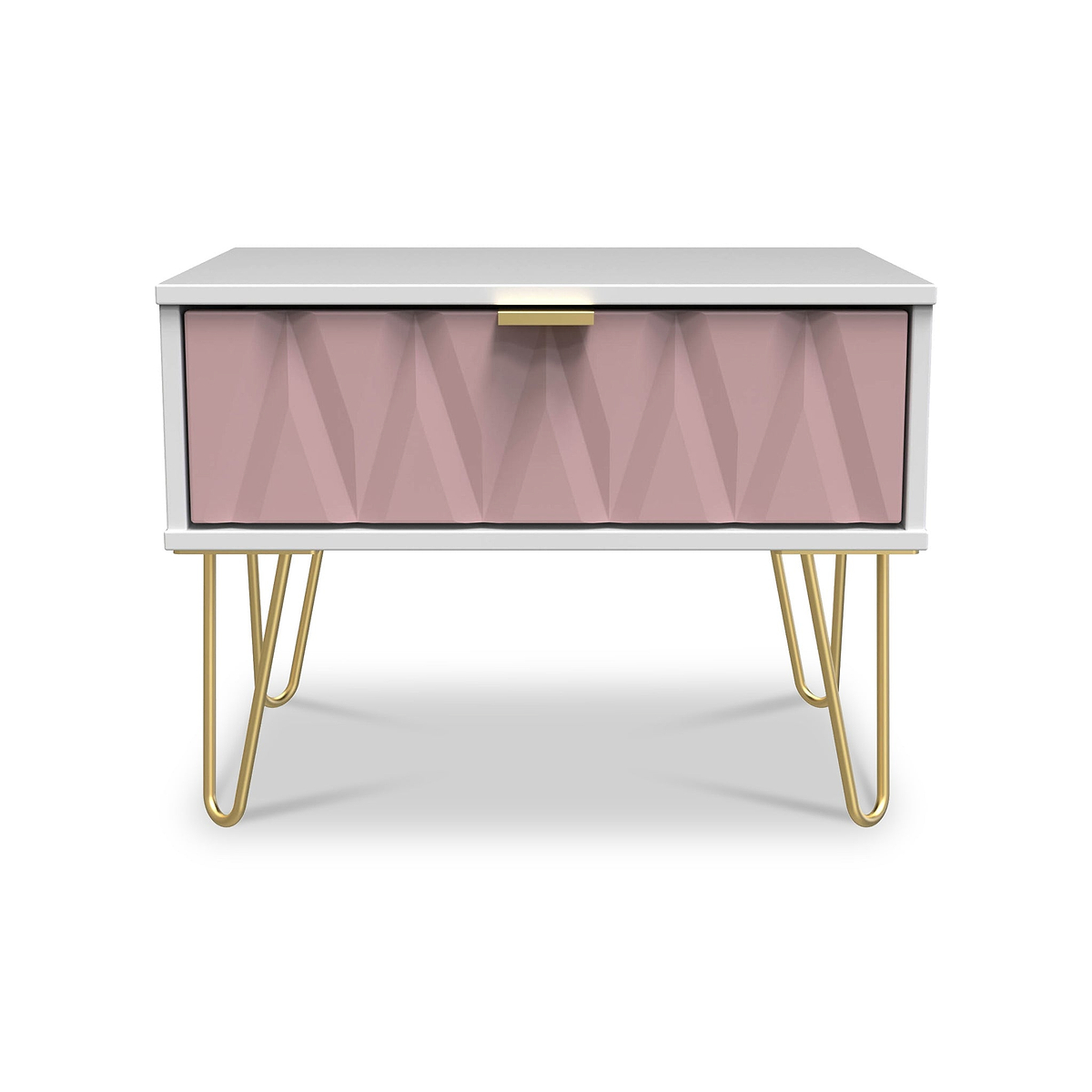 Geo 1 Drawer Side Table in Pink by Roseland Furniture