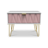 Geo 1 Drawer Side Table in Pink by Roseland Furniture