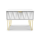 Geo 1 Drawer Side Table in White by Roseland Furniture
