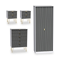 Geo 4 Piece Bedroom Furntiure Set White and Grey from Roseland Furniture