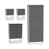 Geo 4 Piece Bedroom Furntiure Set White and Grey from Roseland Furniture