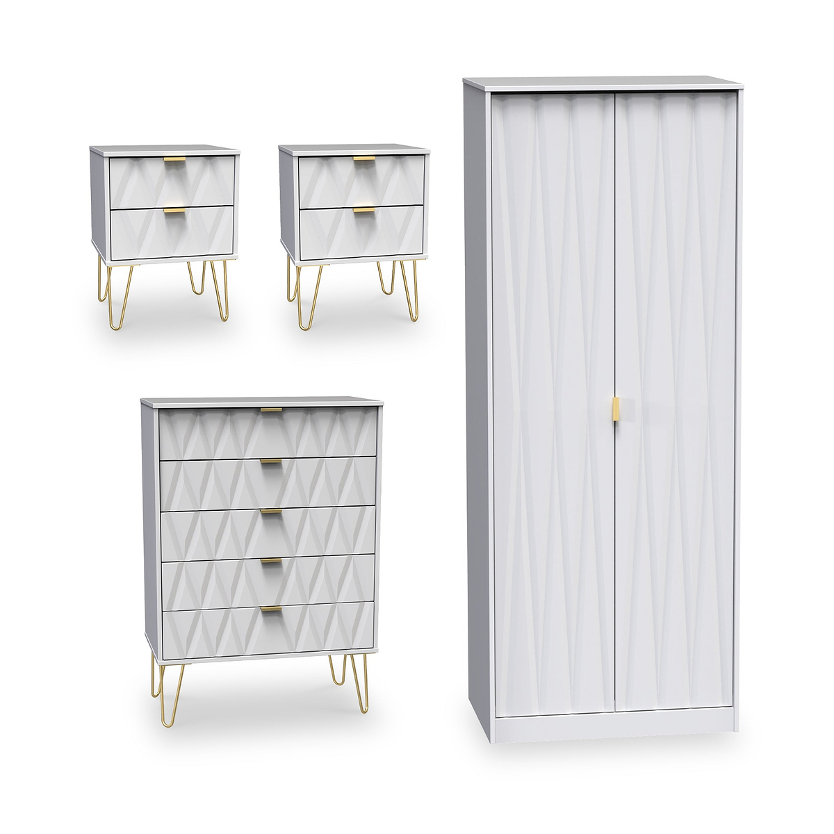 Geo 4 Piece Bedroom Furntiure Set White Matt from Roseland Furniture