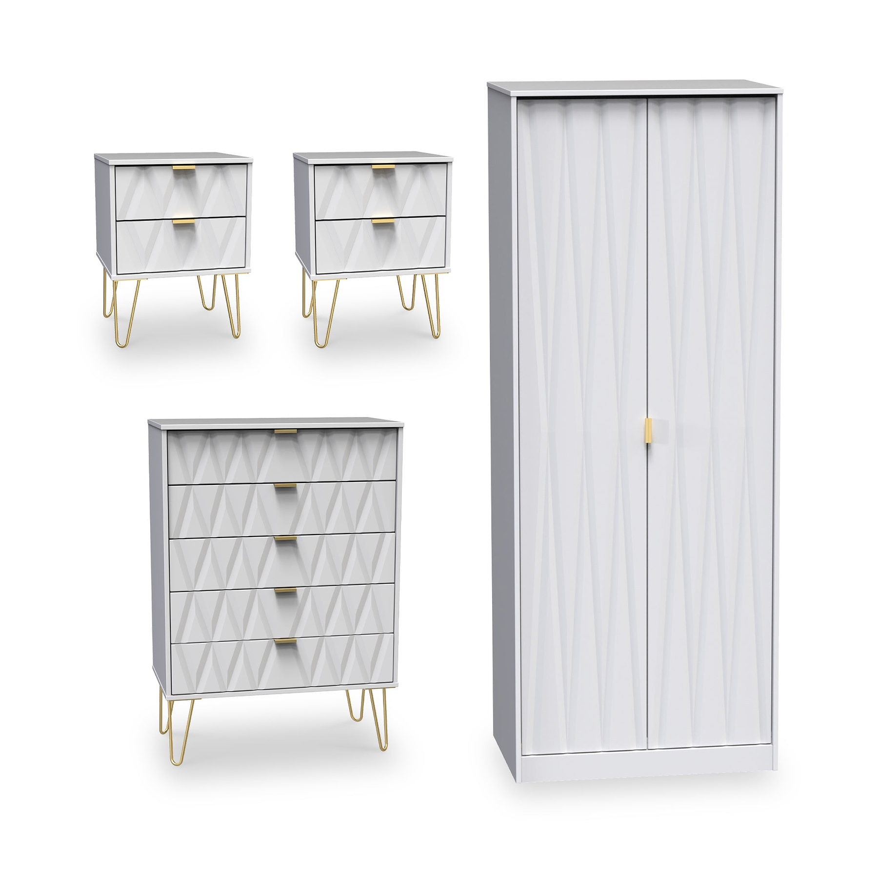 Geo 4 Piece Bedroom Furntiure Set White Matt from Roseland Furniture