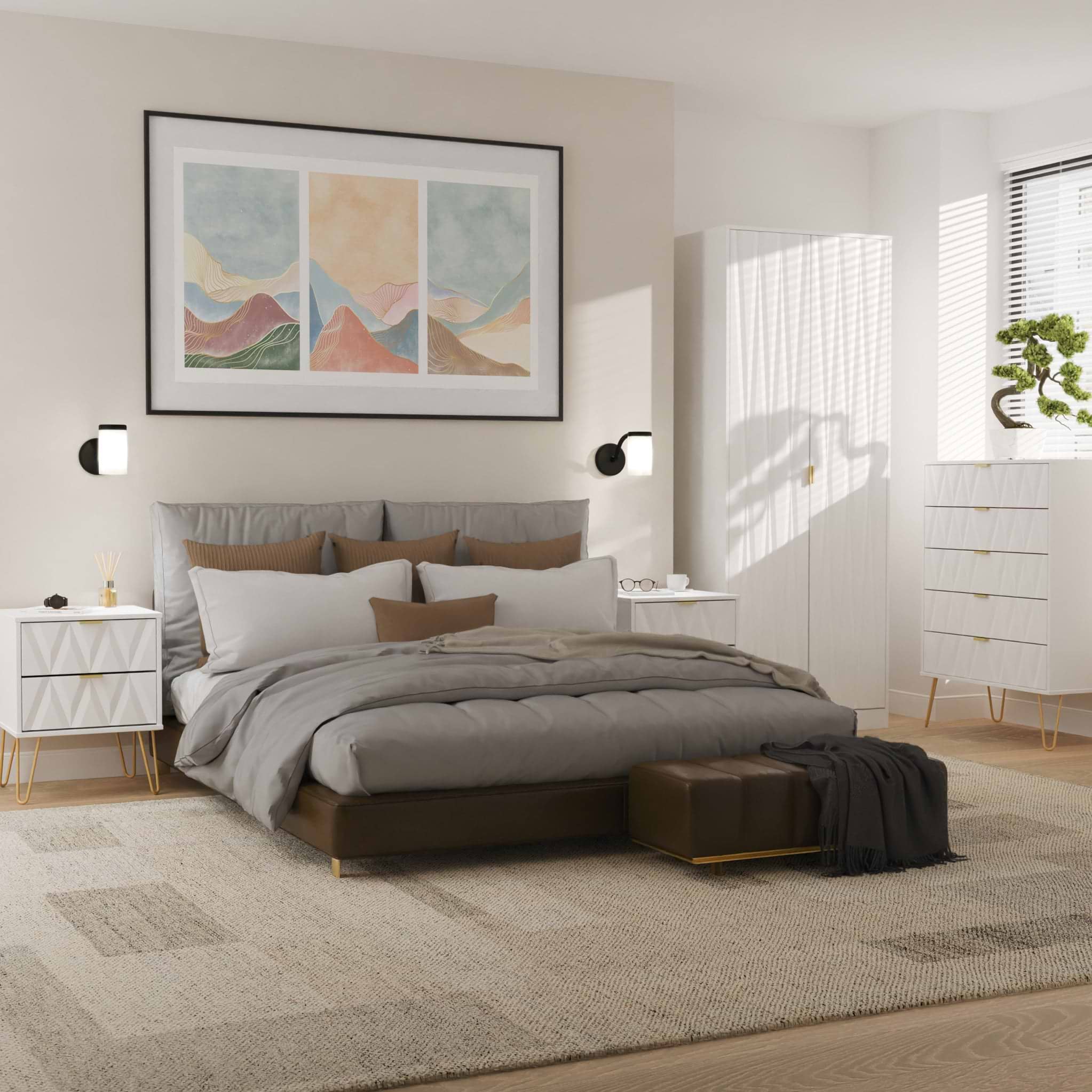 Geo 4 Piece Bedroom Furntiure Set White Matt from Roseland Furniture