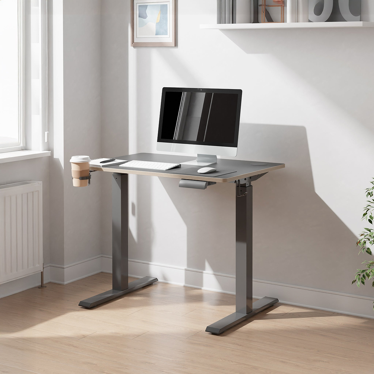 Koble Gino Compact 90cm Adjustable Smart Desk Black from Roseland Furniture
