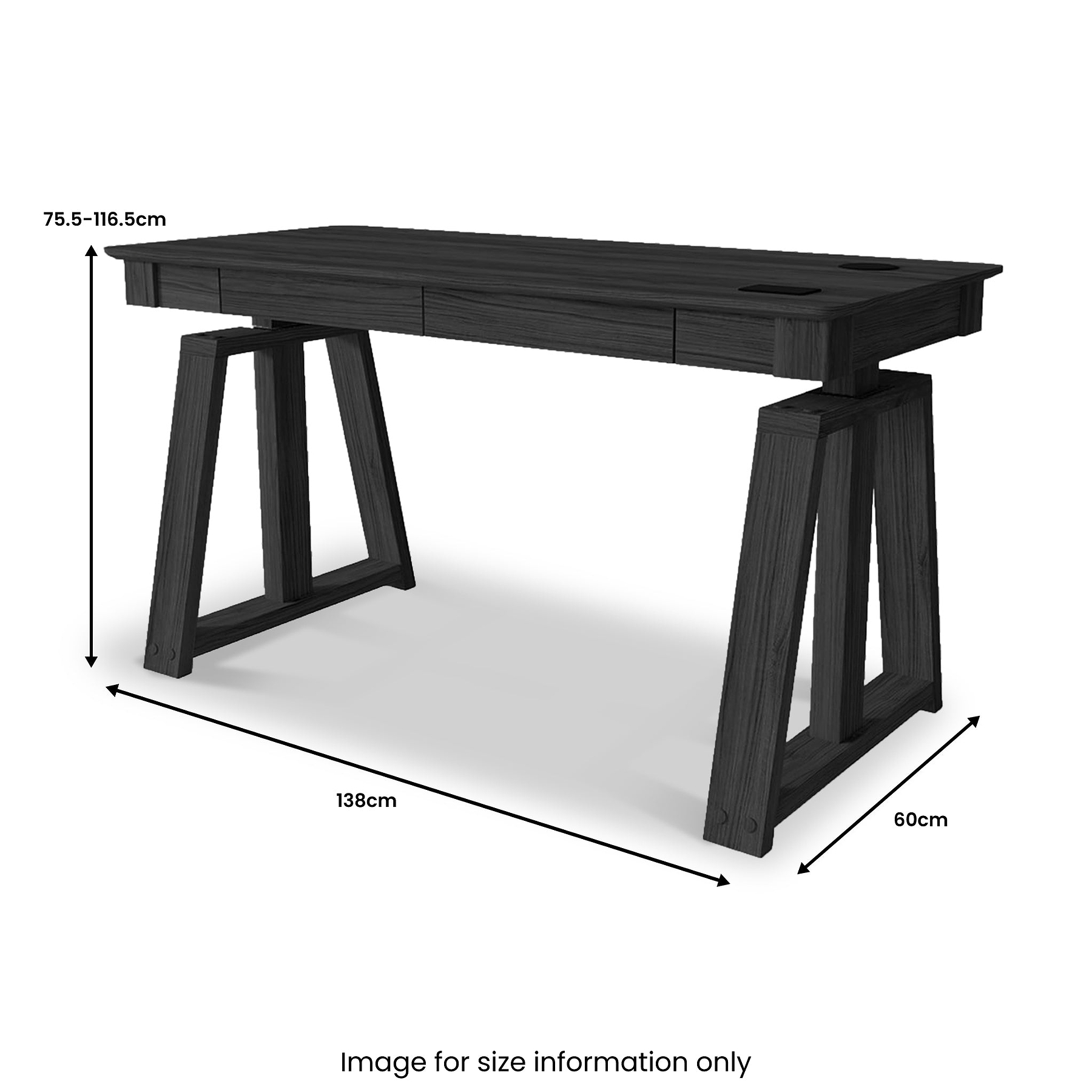 Koble Nora Wood Effect High Adjustable Desk with 2 Storage Drawers from Roseland Furniture