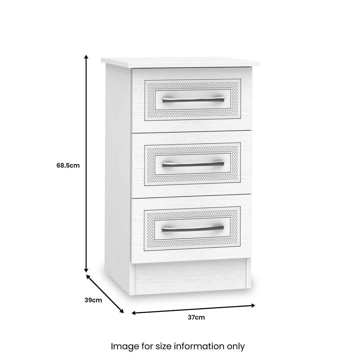 Kilgarth White 3 Drawer Bedside Table by Roseland Furniture