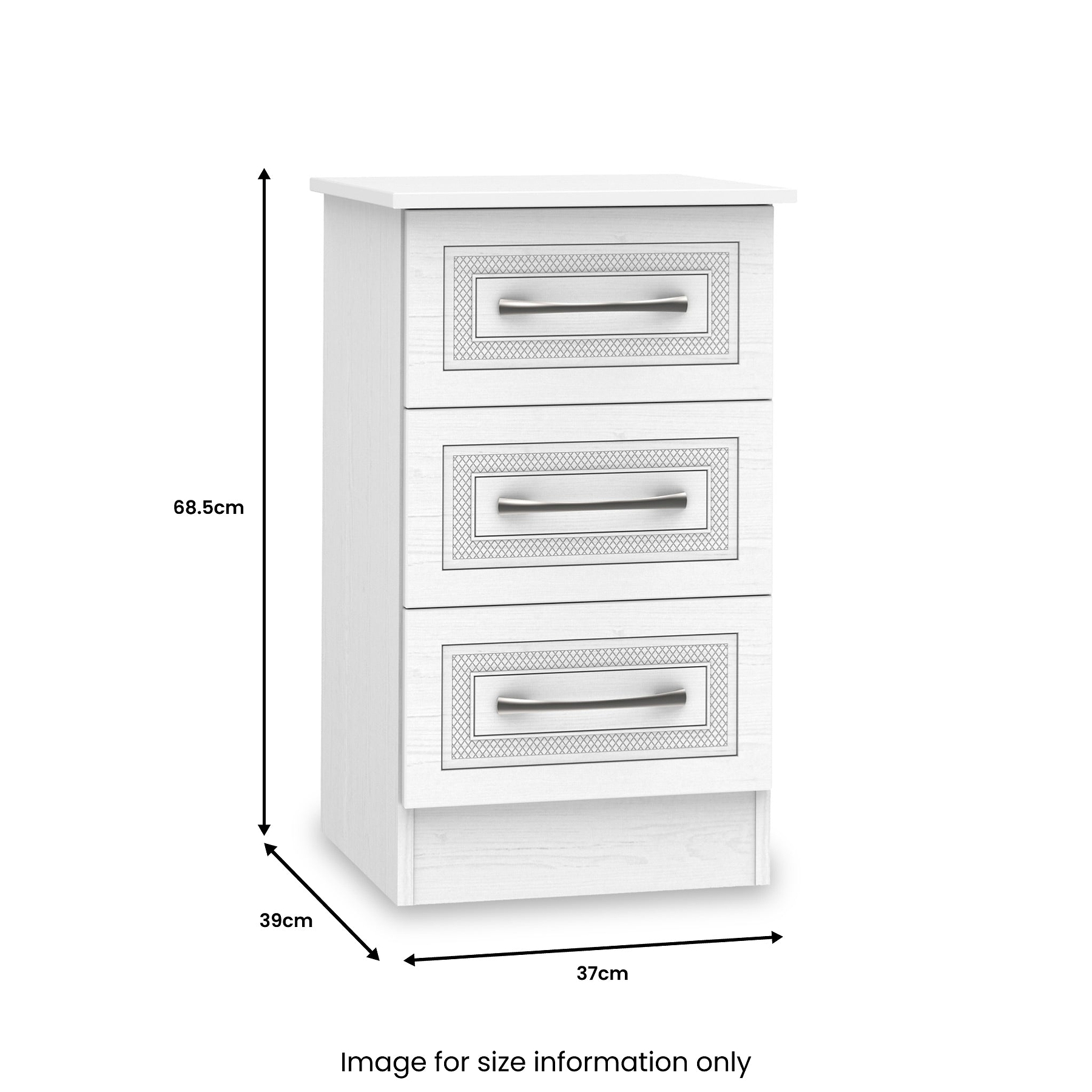 Kilgarth White 3 Drawer Bedside Table by Roseland Furniture