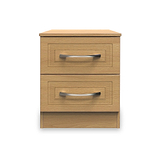 Kilgarth Modern Oak 2 Drawer Bedside Table by Roseland Furniture