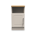 Talland Taupe 1 Door Bedside Cabinet with Oak Top