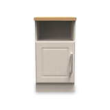 Talland Taupe 1 Door Bedside Cabinet with Oak Top